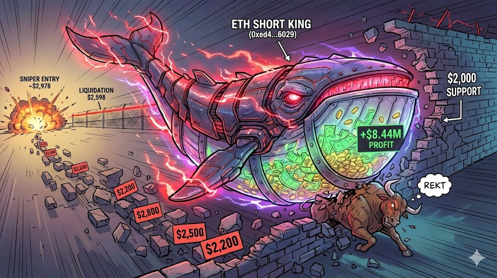 📉 On-Chain Deep Dive: Who is the "King of ETH Shorts"? The Sniper Who Made $8.4M in One Trade