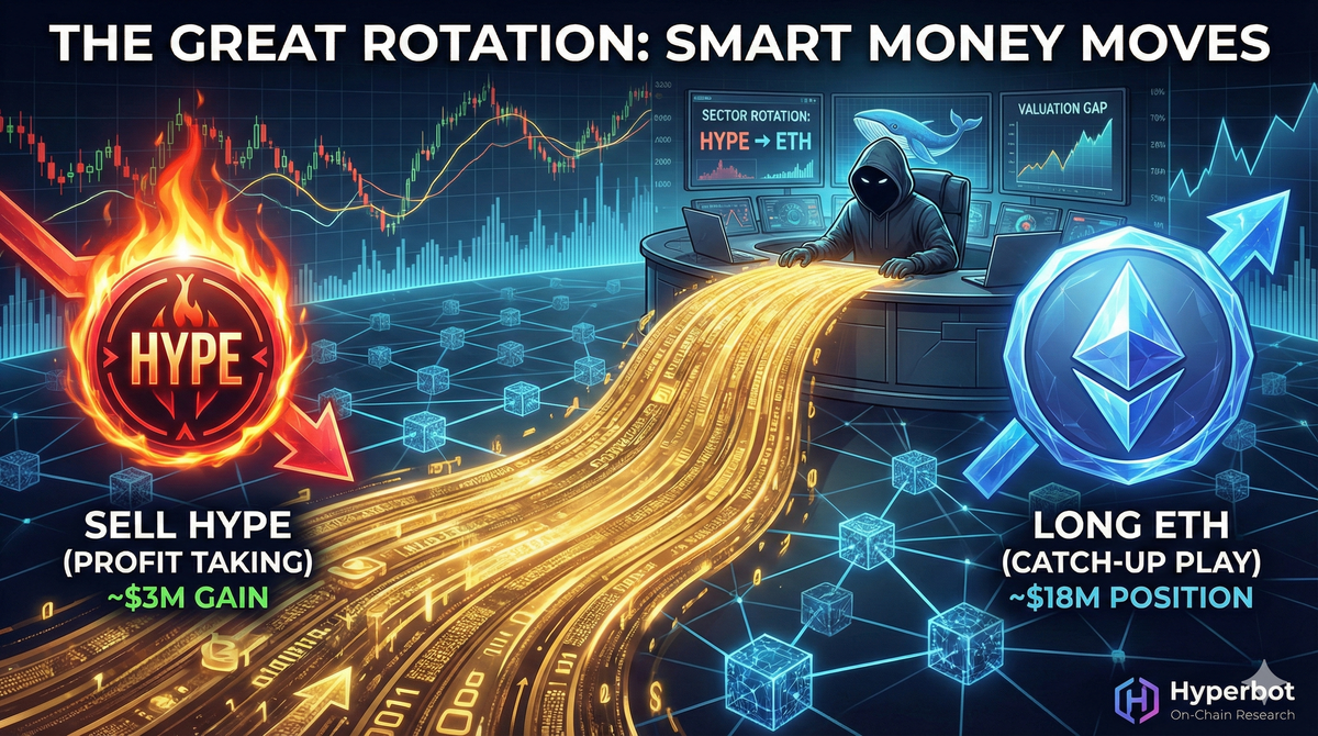The Great Rotation Begins? Hyperliquid Whale Takes Profits on HYPE to Load $18M ETH Long — Capturing the "Catch-Up" Play